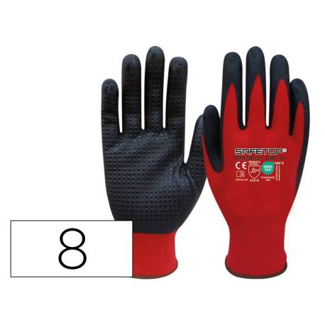 GUANTES DE NITRILO SAFETOP FIT-O-LITE DOTS PUNTOS EN LA PALMA TALLA 8