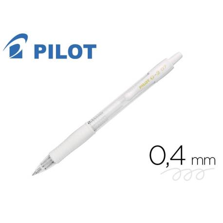 BOLIGRAFO PILOT G-2 BLANCO PASTEL TINTA GEL RETRACTIL SUJECION DE CAUCHO