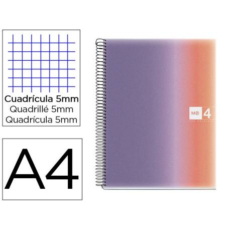 CUADERNO ESPIRAL MIQUELRIUS DIN A4 80 HOJAS 90 GR CUADRO 5 MM TAPA FORRADA AURORA PROVENCE