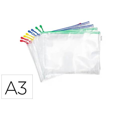 BOLSA MULTIUSOS TARIFOLD ZIPPER CON CREMALLERA DIN A3 PACK DE 8 UNIDADES COLORES SURTIDOS