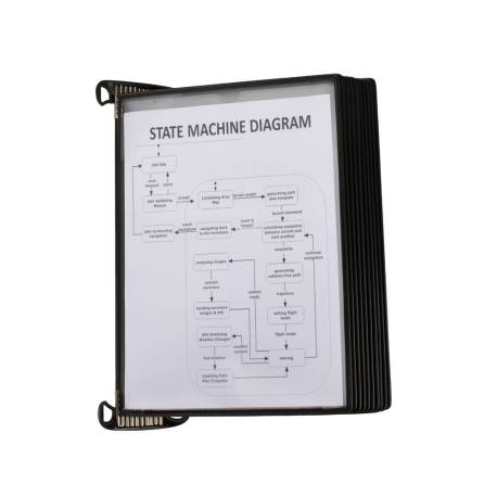 PORTACATALOGO DE PARED TARIFOLD PRO CON 10 FUNDAS A4 POLIPROPILENO EASY LOAD COLOR NEGRO 355X430X170 MM