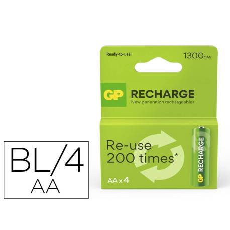PILA GP RECARGABLE AA 1300 MAH BLISTER DE 4 UNIDADES