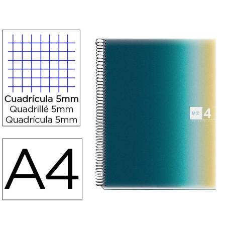 CUADERNO ESPIRAL MIQUELRIUS DIN A4 120 HOJAS 70 GR CUADRO 5 MM TAPA POLIPROPILENO AURORA ICELAND