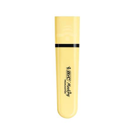 ROTULADOR BIC FLAT FLUORESCENTE AMARILLO PASTEL CAJA DE 12 UNIDADES