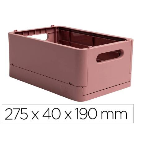 CAJA MULTIUSOS EXACOMPTA SMART CASE DIN A5+ PLASTICO RECICLADO PLEGABLE COLOR ROSA VIEJO 275X40X190 MM