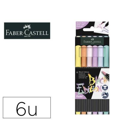 ROTULADOR FABER CASTELL EDICION BLACK PUNTA DE PINCEL PASTEL CAJA DE 6 UNIDADES COLORES SURTIDOS