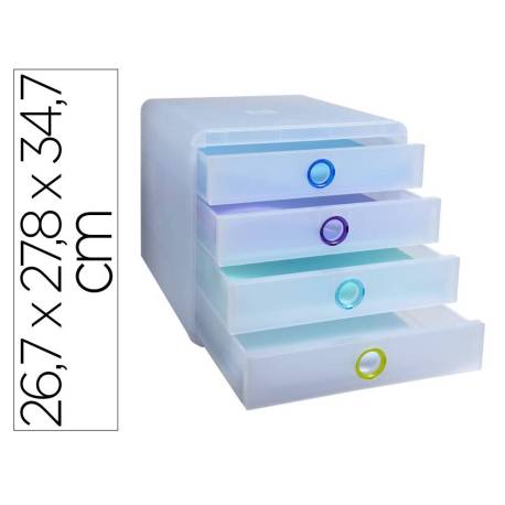 FICHERO DE CAJONES SOBREMESA EXACOMPTA POP BOX TRANSLUCIDO 4 CAJONES MULTICOLOR