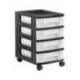 CAJONERA ARCHIVO 2000 4 CAJONES TRANSPARENTE CARCASA NEGRA 6 LITROS CON RUEDAS 390X290X480 MM