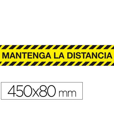 CINTA ADHESIVA DE SEÑALIZACION "MANTENGA DISTANCIA DE SEGURIDAD" PVC 165 MG MEDIDAS BANDA 450 X 80