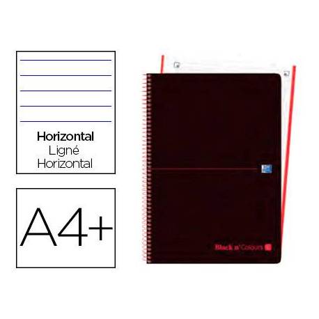 Cuaderno Oxford Ebook 1 DIN A4+ Negro y Rojo 80 hojas Tapa Plastico Rayado Horizontal