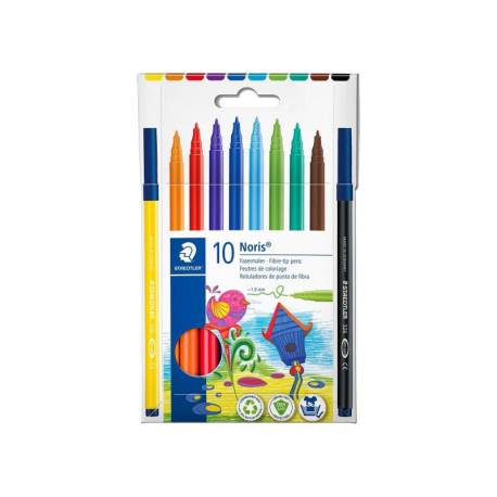 Rotulador Staedtler Slim Noris Club punta fina caja 10 rotuladores lavables