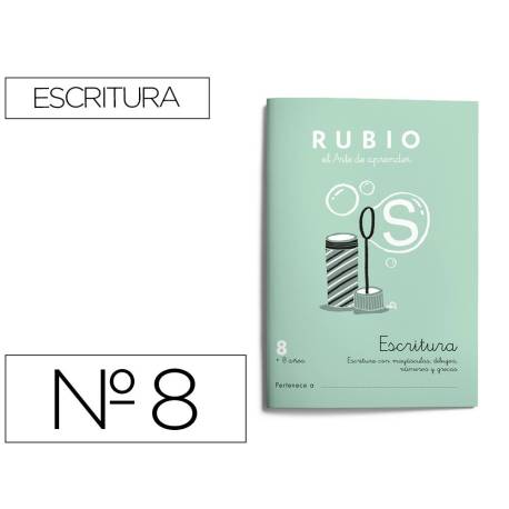 Cuaderno Rubio Escritura nº 8 Escritura con minúsculas, dibujos, números, grecas con letra continua