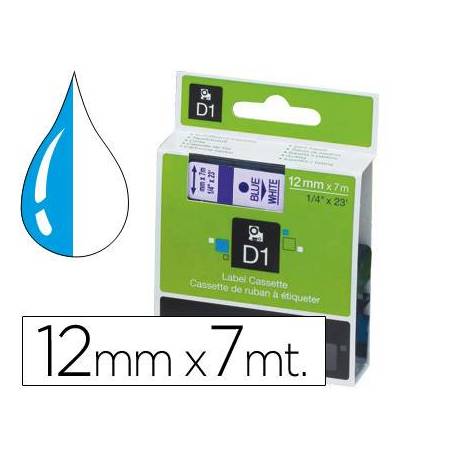 Cinta Dymo D1 Azul sobre Blanco Poliéster