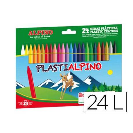 Lapices cera PlastiAlpino caja de 24 unidades colores surtidos