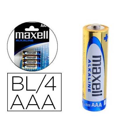 Pilas Maxell Alcalina 1.5 V AAA LR03 Blister de 4 unidades