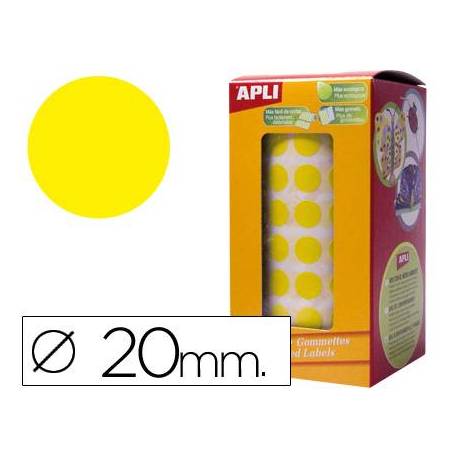 Gomets Apli circulares color amarillo 20mm