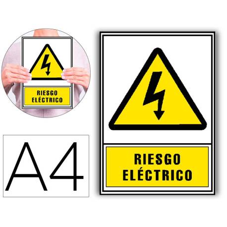 PICTOGRAMA ARCHIVO 2000 RIESGO ELECTRICO PVC COLOR AMARILLO LUMINISCENTE 210X297 MM