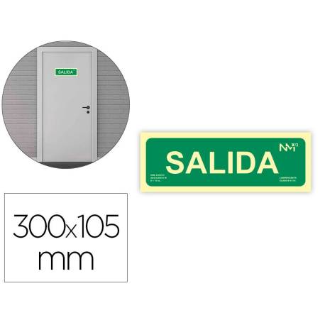 PICTOGRAMA ARCHIVO 2000 SALIDA PVC COLOR VERDE LUMINISCENTE 300X105 MM PACK DE 2 UNIDADES
