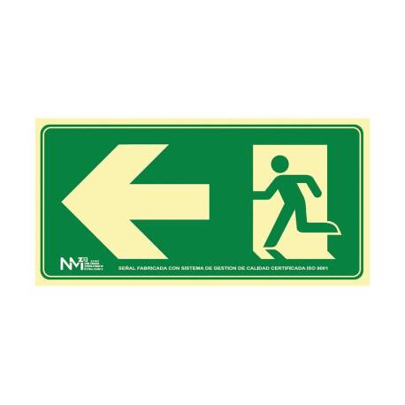 PICTOGRAMA ARCHIVO 2000 SALIDA DE EMERGENCIA IZQUIERDA PVC COLOR VERDE LUMINISCENTE 224X300 MM