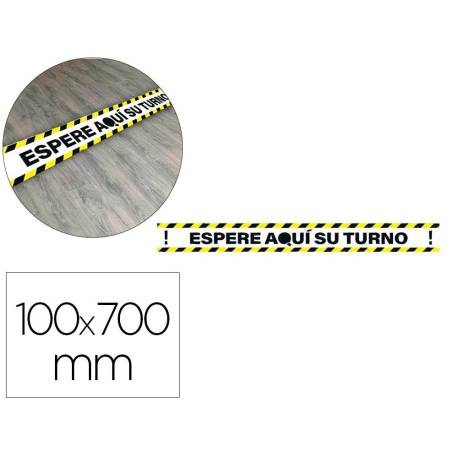 PICTOGRAMA ARCHIVO 2000 ESPERE SU TURNO MANTEGA LA DISTANCIA DE SEGURIDAD VINILO ADHESIVO COLOR AMARILLO 100X700 MM