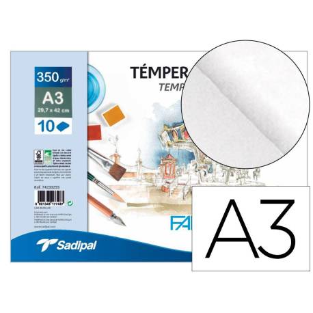 BLOC DE DIBUJO FABRIANO ACUARELA DIN A3 10 HOJAS 350 GR SAPIDAL ENCOLADO GRANO SUAVE