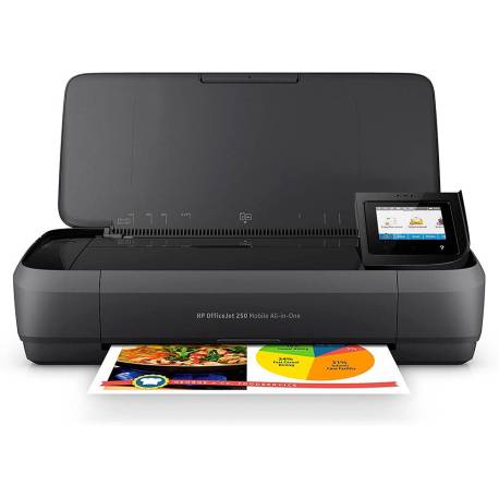 EQUIPO MULTIFUNCION PORTATIL HP OFFICEJET 250 WIFI 4800X1200 TINTA 10 PPM NEGRO 7 COLOR PPM ESCANER COPIADORA