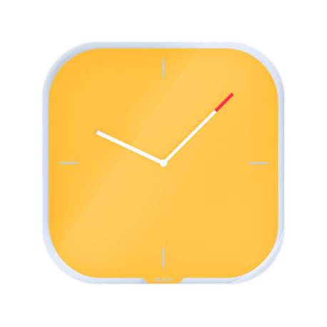 RELOJ LEITZ COSY DE PARED SILENCIOSO CRISTAL 30X30CM AMARILLO