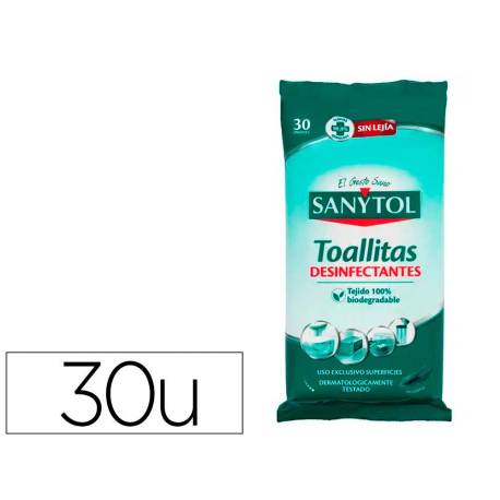 TOALLITA DESINFECTANTE SANYTOL BIODEGRADABLE PAQUETE DE 24 UNIDADES