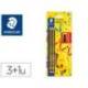 LAPICES DE GRAFITO STAEDTLER NORIS N.2 HB 3 UDS + AFILALAPIZ CON DEPOSITO