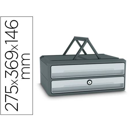 FICHERO CAJONES DE SOBREMESA CEP MOOV UP RECICLADO 80% CON CERRADURA RECICLADO 80% 2 CAJONES COLOR GRIS