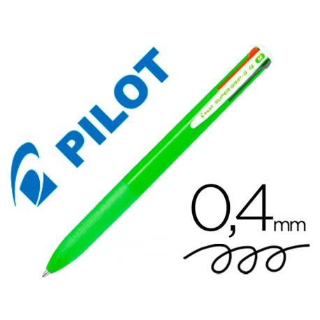 BOLIGRAFO PILOT SUPERGRIP G 4 COLORES RETRACTIL SUJECION DE CAUCHO TINTA BASE DE ACEITE CUERPO COLOR VERDE