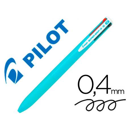 BOLIGRAFO PILOT SUPERGRIP G 4 COLORES RETRACTIL SUJECION DE CAUCHO TINTA BASE DE ACEITE CUERPO COLOR AZUL