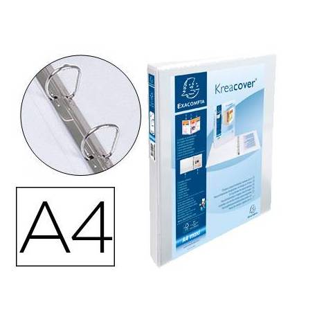 Carpeta Exacompta carton forrado blanca 2 anillas 16 mm