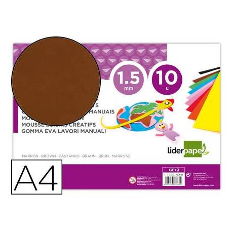Goma eva liderpapel color marrón paquete de 10 hojas