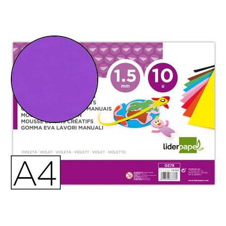 Goma eva liderpapel color violeta paquete de 10 hojas