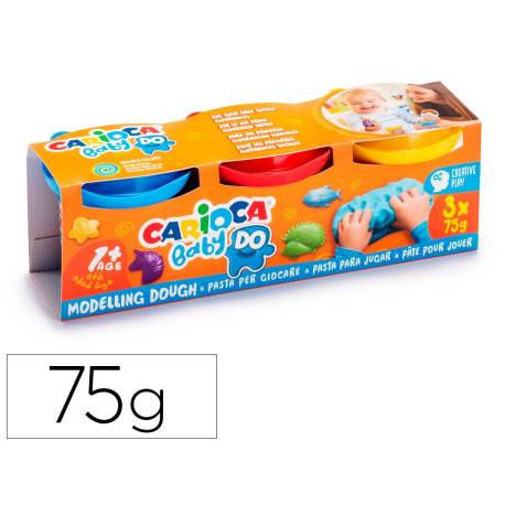 PLASTILINA CARIOCA BABY DOUGH BOTE 75 G SET DE 3 COLORES SURTIDOS