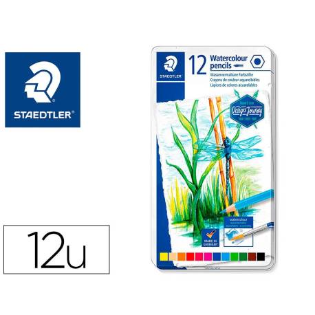 LAPICES DE COLORES STAEDTLER ACUARELABLES CAJA METAL DE 12 COLORES SURTIDOS