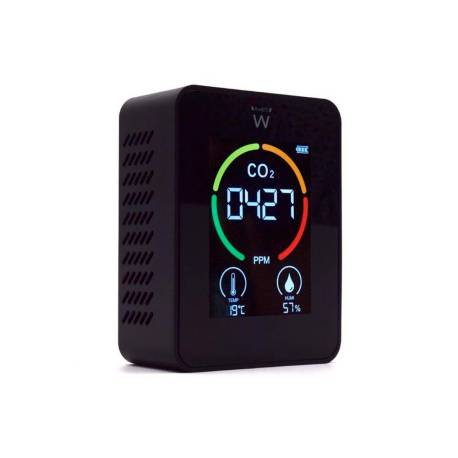 MEDIDOR DE CO2 EWENT PANTALLA LED COLOR DETECTOR CALIDAD AIRE CON INDICADOR DE TEMPERATURA Y HUMEDAD USB-C