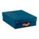 CAJA DE ALMACENAJE LEITZ CARTON MEDIANA BAJA CON ASA DE PIEL COLOR AZUL PACK DE 2 UNIDADES