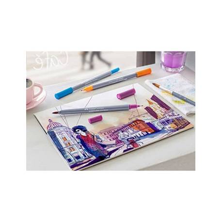 ROTULADOR FABER CASTELL GOLDFABER AQUA DUAL DOBLE PUNTA FINA/PINCEL CANDY OF GREY CAJA DE 6 UNIDADES